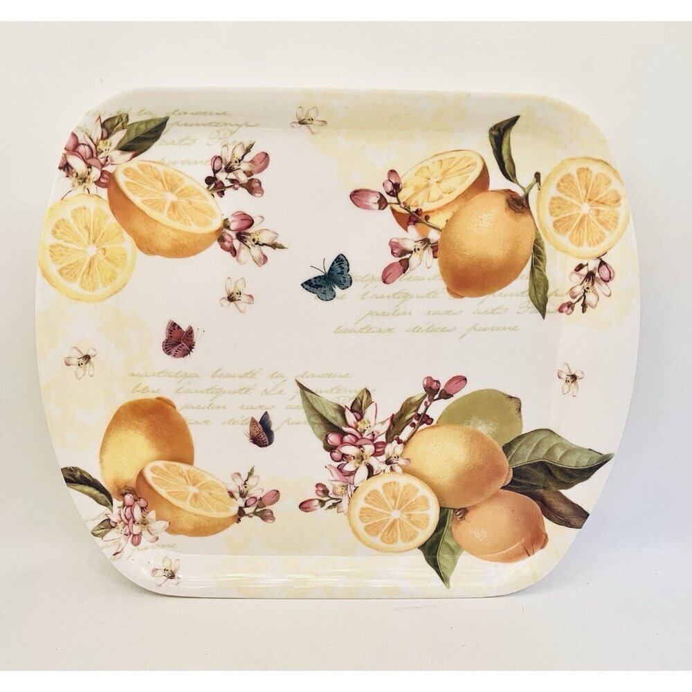 French Country Lemons Melamine Serving Tray 11x12” Home Essentials and Beyond